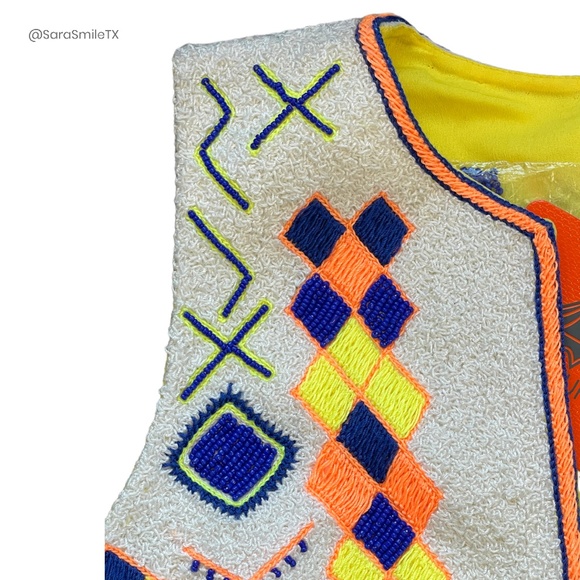 PIA PAURO Designer Colorful Hand Beaded Cutout Sleeveless Mini Dress - NWT - Picture 8 of 16